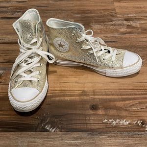 Metallic Gold Converse All Star High Tops Size 7